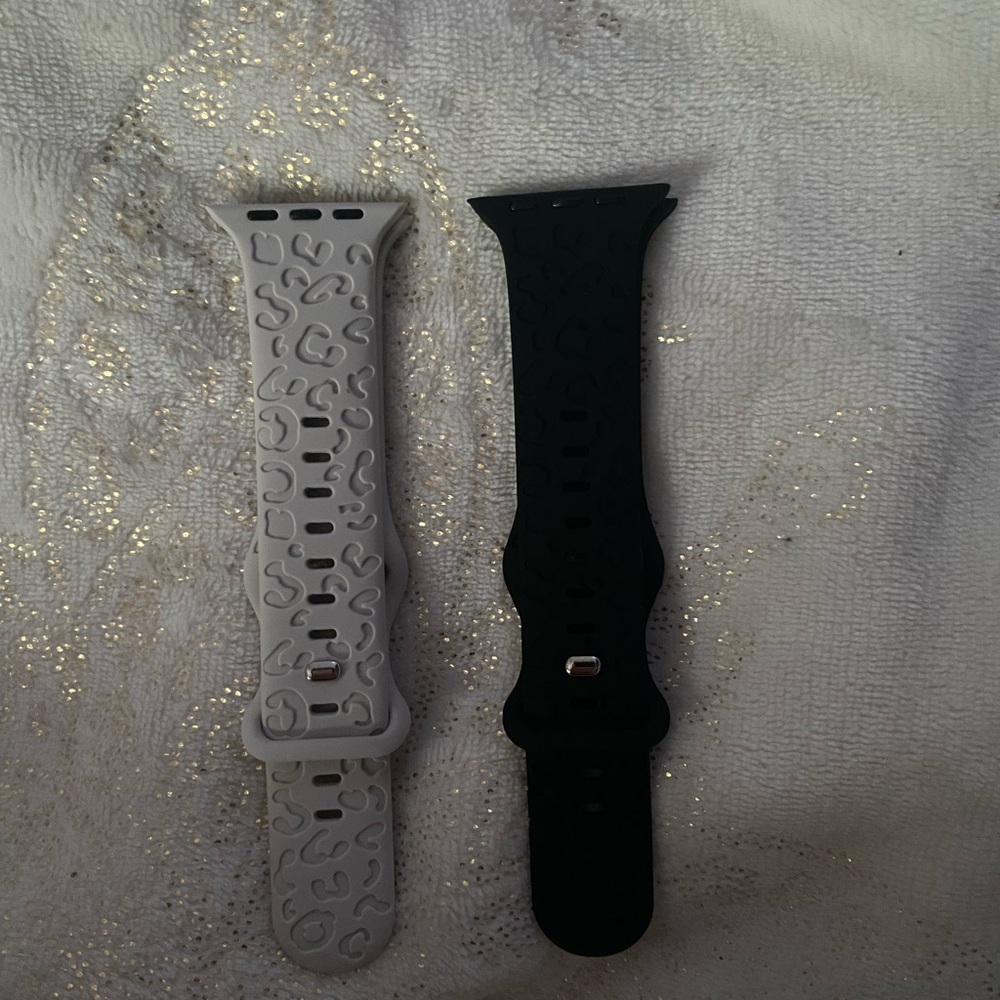 apple watch bands, black and grey leapord print, 44mm, not sure on brand